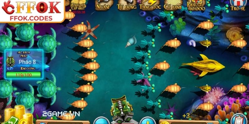 Bắt Cá Đại Thánh FFOK – Đấu Trường Săn Thưởng Dưới Đại Dương 2 Bố cục bàn game và cách xác định mục tiêu